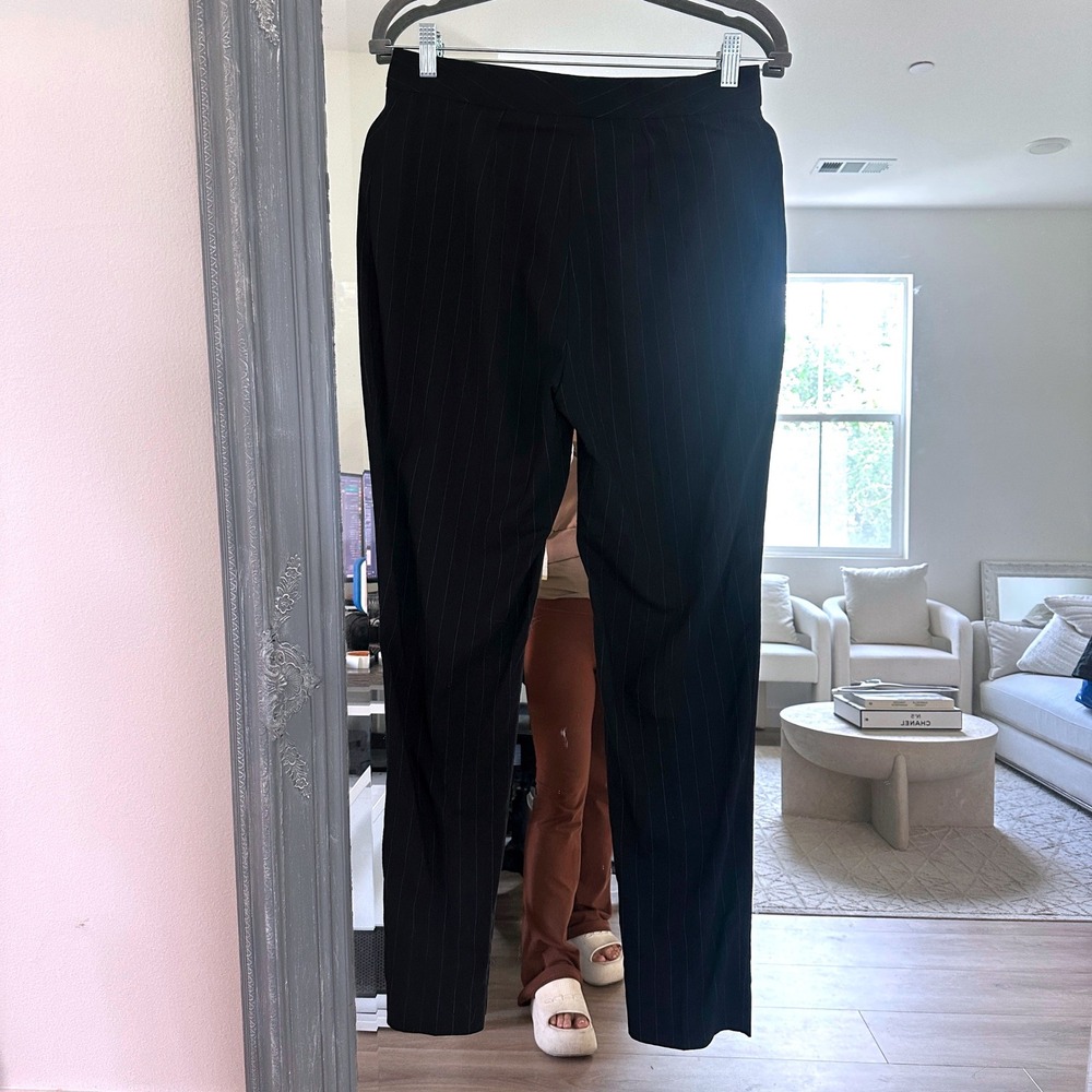 Dolce & Gabbana Y2K 90s Black Pinstripe Wool Slit Ankle Zip Trousers Italy 44 - Picture 6 of 12